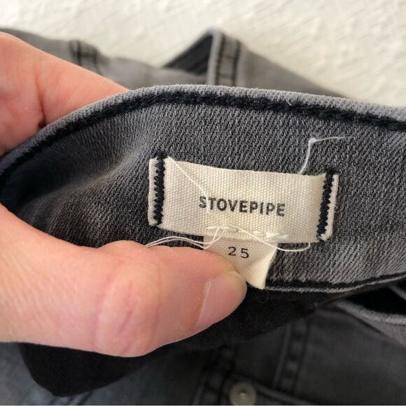 Madewell Stovepipe Grey Gray High Rise Jeans Size 25 Straight Leg Raw Hem - Picture 10 of 15